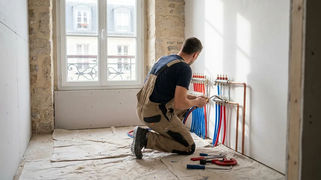 Rénovation de la plomberie d'une salle de bain dans une maison ancienne de Garches